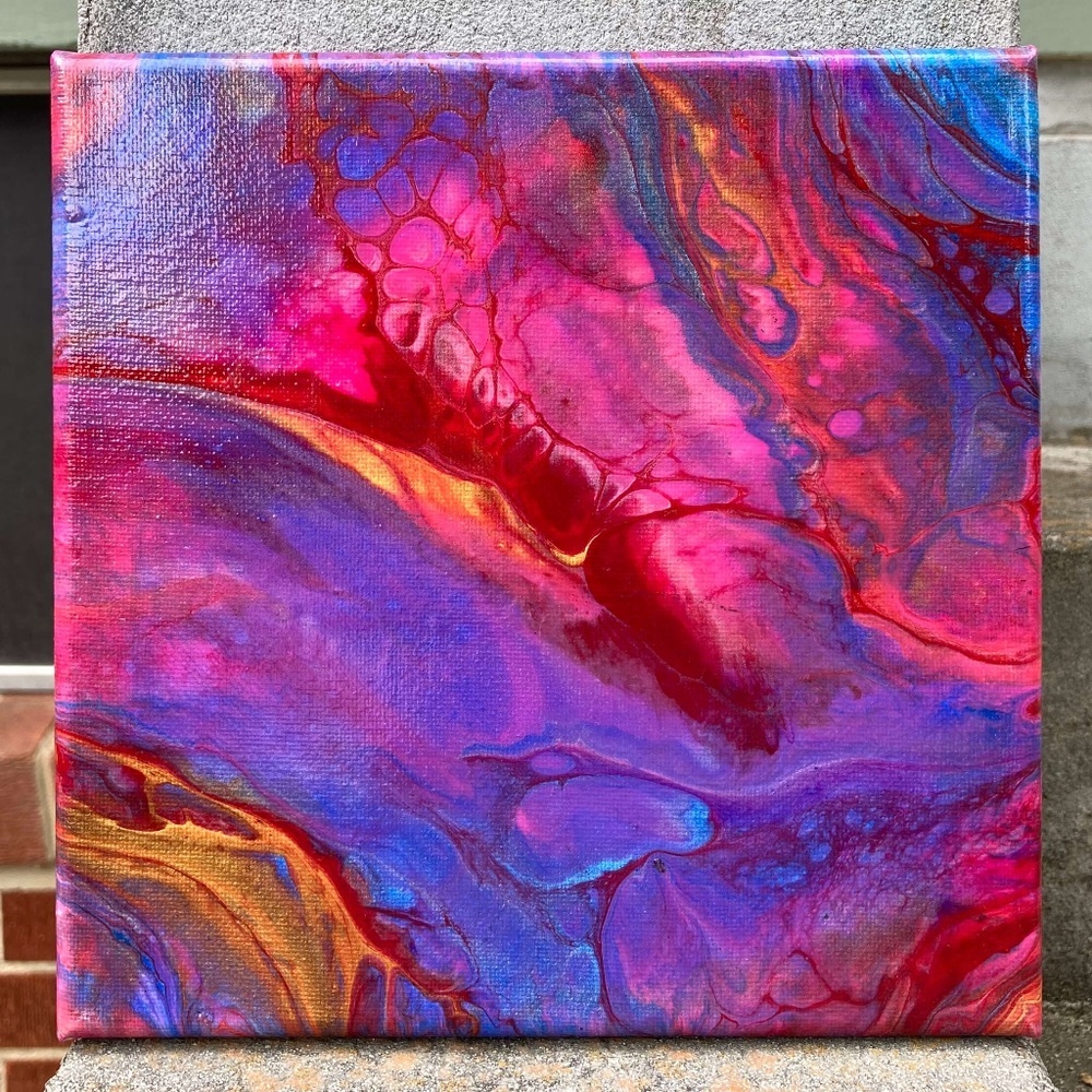 Ikigai 8"x8" Painting by Color Fluent Art (Purple/Pink/Red/Blue/Gold)